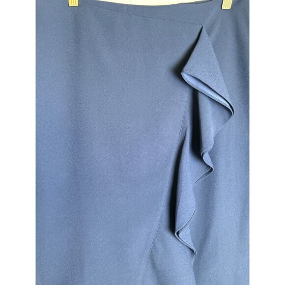 J Crew Ruffle Pencil Skirt in 365 Crepe Navy Blue Size 10 Career Professional NW - Picture 2 of 9